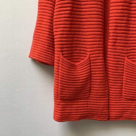 Laura Biagiotti Donna Pure Cashmere Cardigan Size UK 14 Orange Pockets Long - Picture 2 of 12